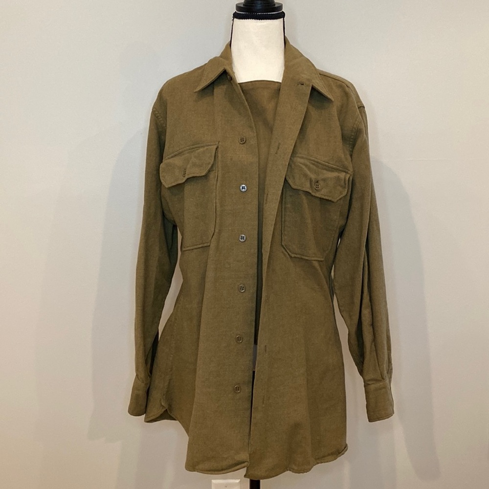 Vintage WWII military shirt long sleeve war army private government issue